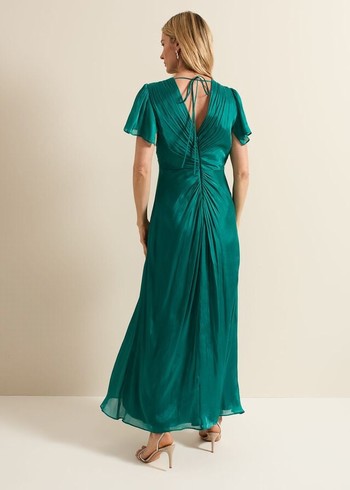 Phase Eight Abbey Satin Dress Green Canada | MZSCRY-502